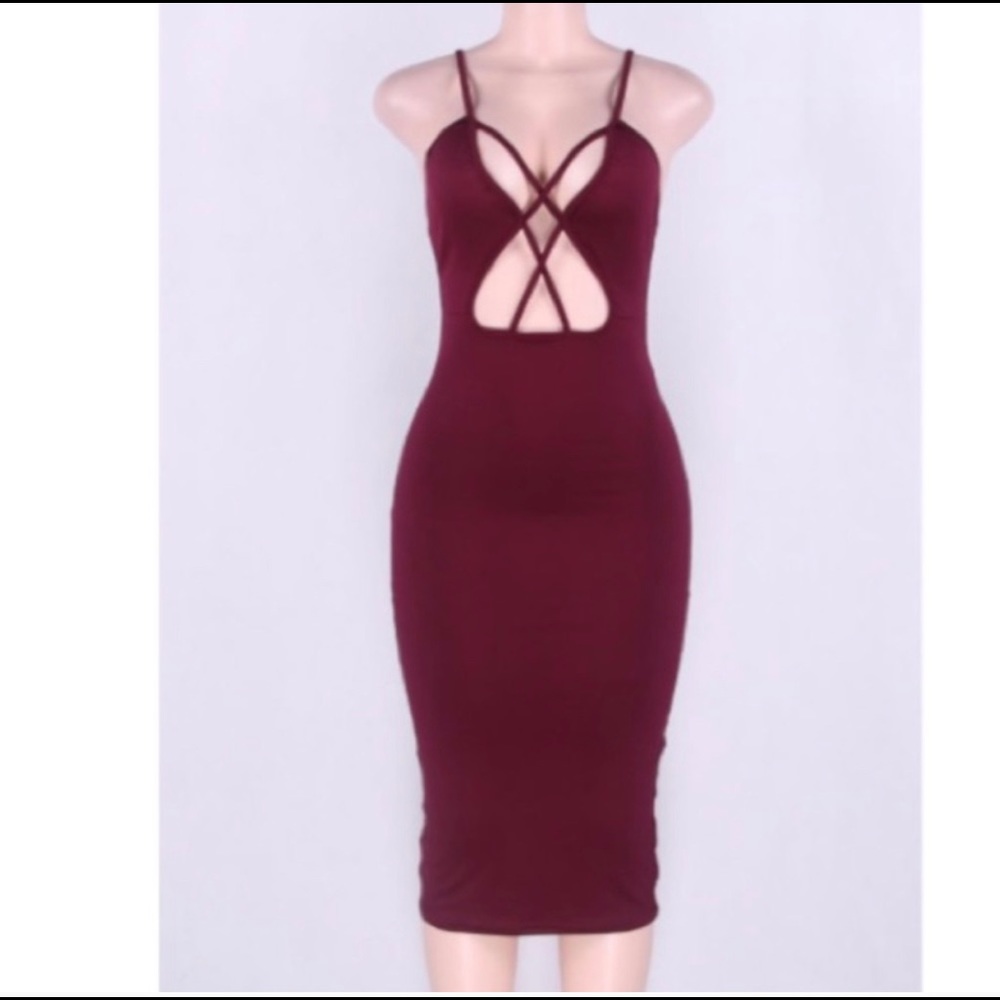 Red Criss Cross V Dress